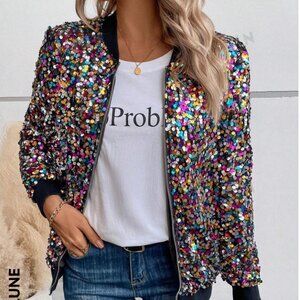 Bedazzle Sequence Bomber Jacket
